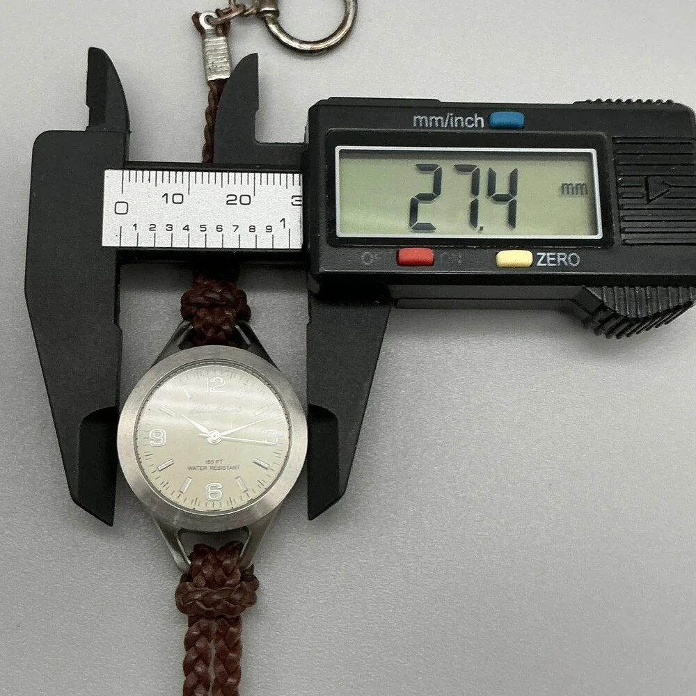 Eddie Bauer Womens Watch 27mm Cream Dial Brown Braided Leather New Battery 6.75